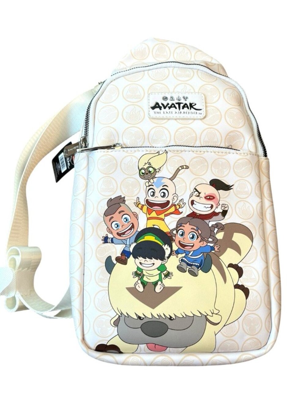 Avatar The Last Airbender White Crossbody Sling Bag Aang Appa Katara Zip NWT